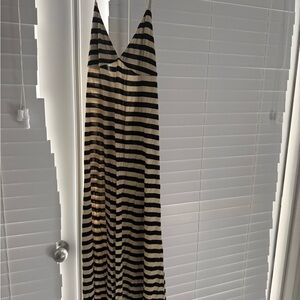 Ella Moss Black and Cream Striped Maxi Dress